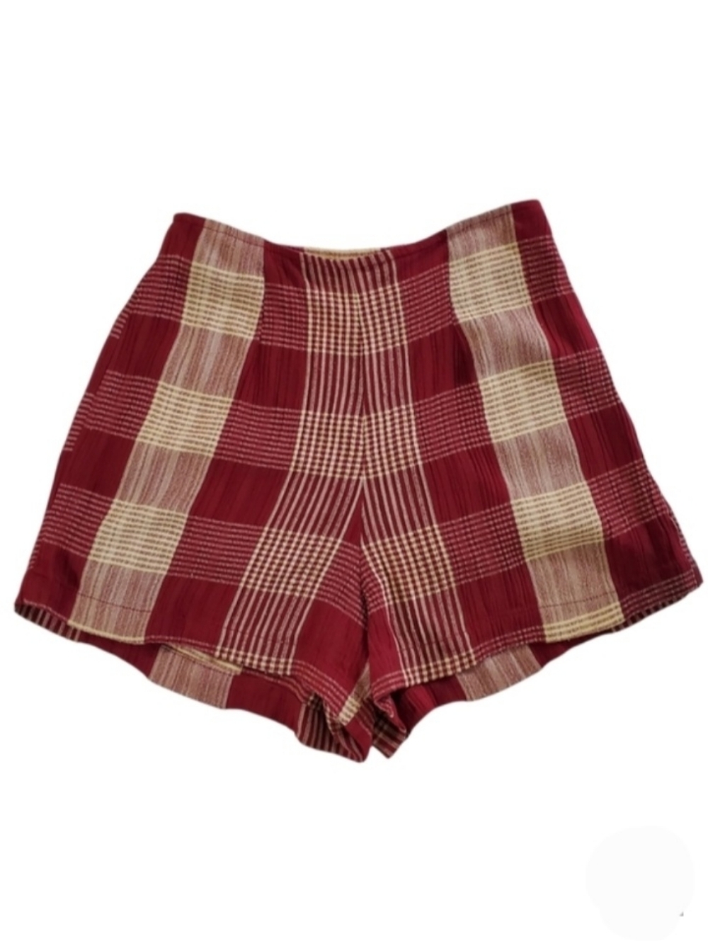 2578 * Spot Vintage Plaid High Waist Shorts Red Cream Size S Made in USA